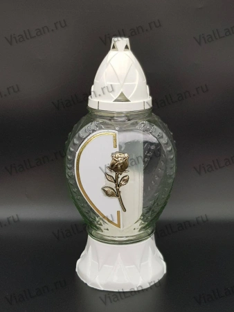 Лампада стеклянная Сердце Роза Znicz (размер ""х""х"", корпус Сердце, колба прозрачное стекло, пластик белый, в упаковке 8 шт.) арт:1961