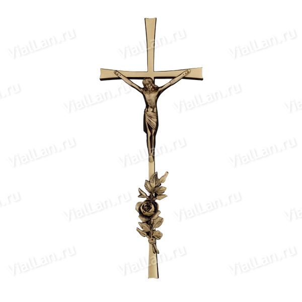 Крест K10 P5 D4 (37*14, Бронза, цвет Темное золото, Католический) арт:835